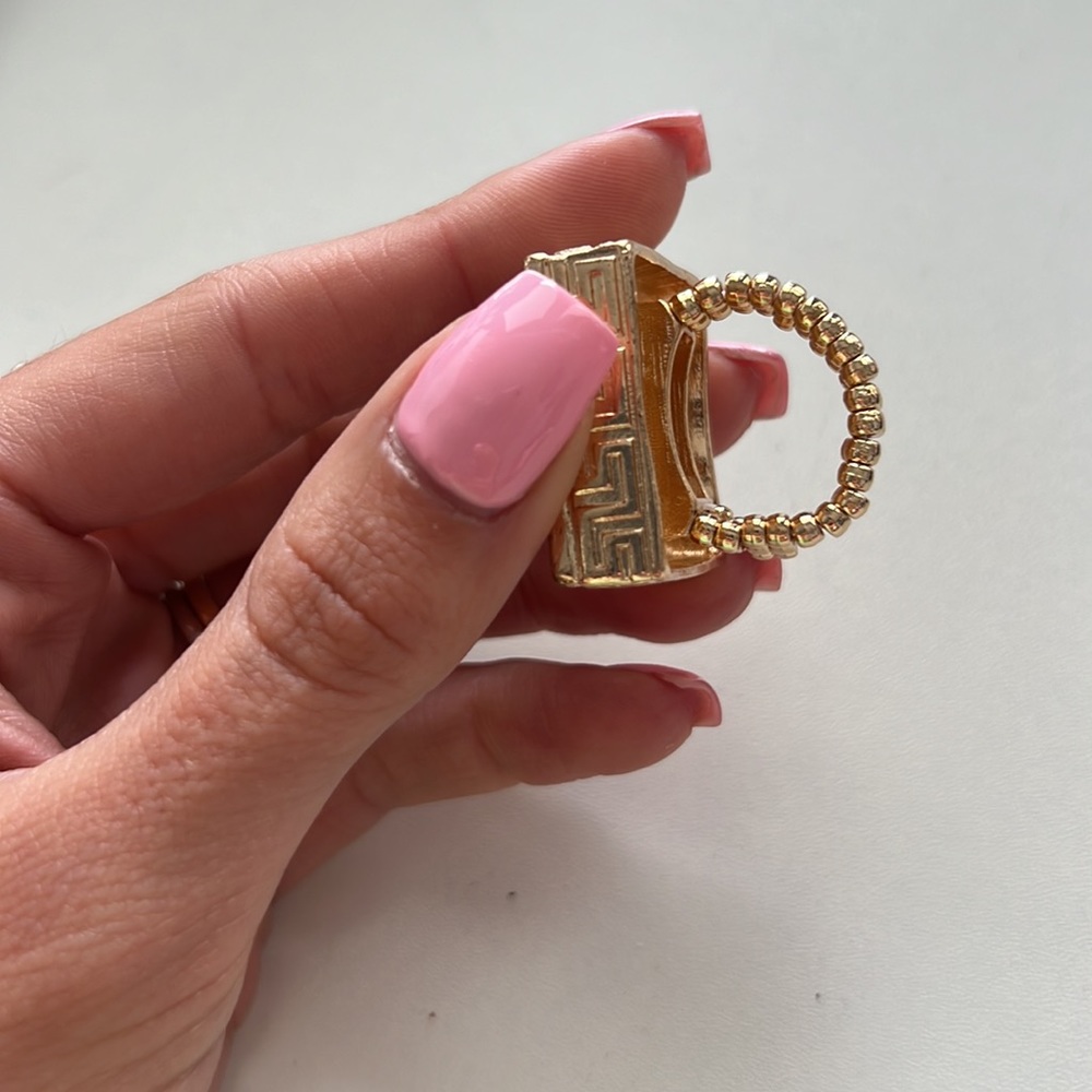 Gold Square Statement Adjustable Ring - image 2